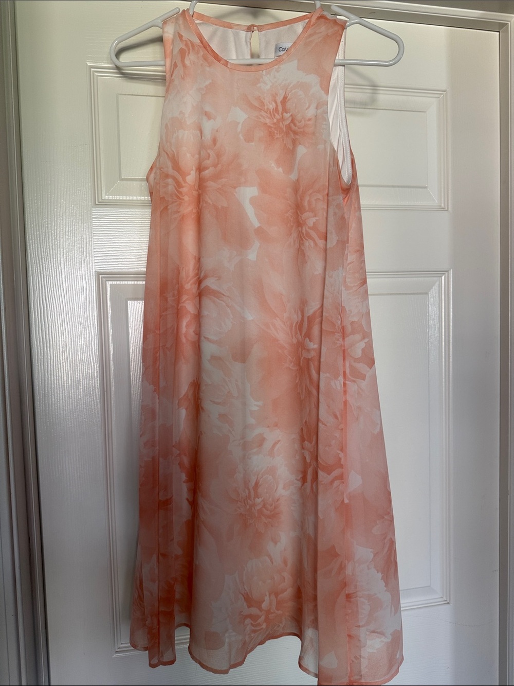 Calvin Klein Peach Floral A-Line Dress